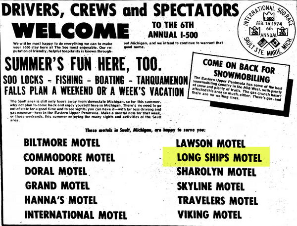 Long Ships Motel - Feb 14 1974 Ad (newer photo)